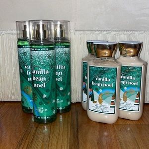 Bath and Body Works Bundle of VANILLA BEAN NOEL  Spray w Lotion  6 pcs